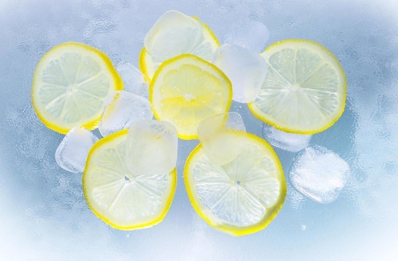 llemons, owoce, sok, lód, woda, lato, limon, owoce, ochłoda, kostka lodu