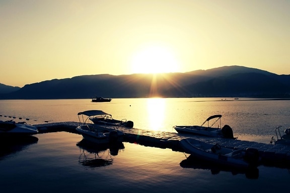 sommaren, sunrise, båt, Medelhavet, morgon, semester, semester, natur