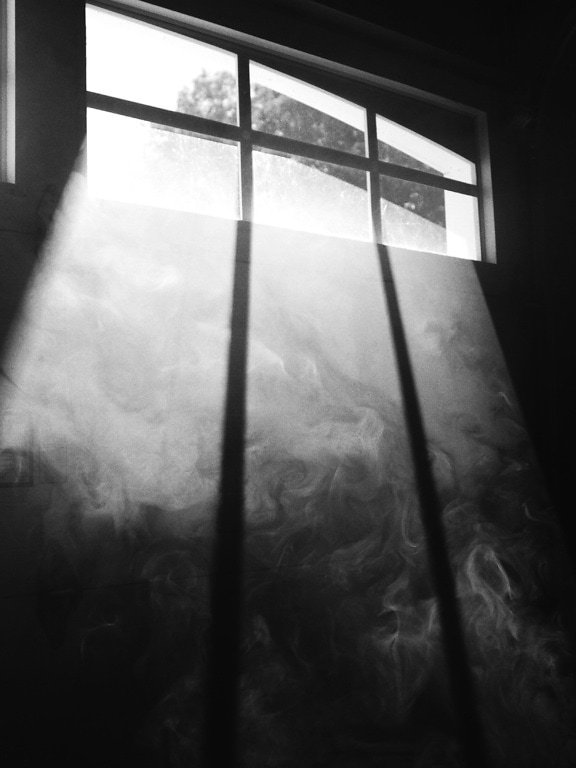 riflessione, scuro, ombra, fumo, finestra