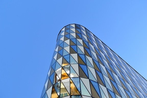 reflection, sky, steel, facade, futuristic, urban