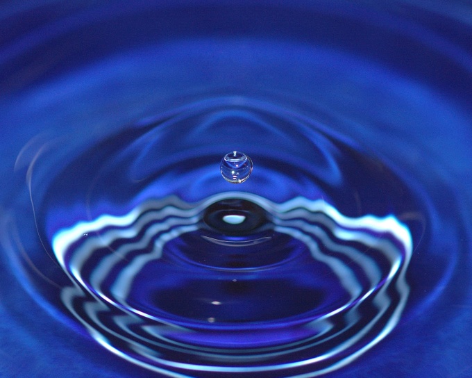 vand, flydende, blå