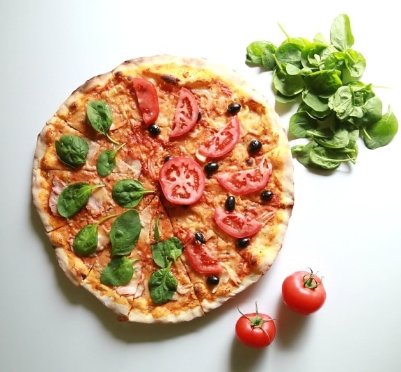 alimentation, croûte, plat, nourriture, repas, pizza, tomate