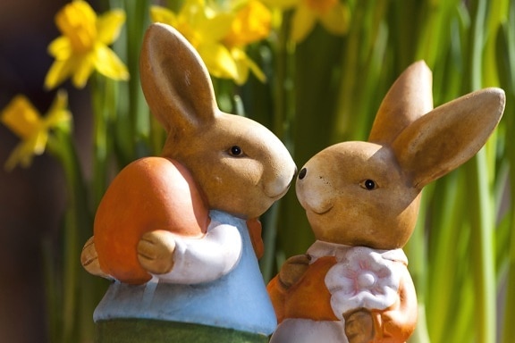 love, rabbits, statues, easter, holiday, toys, bunny