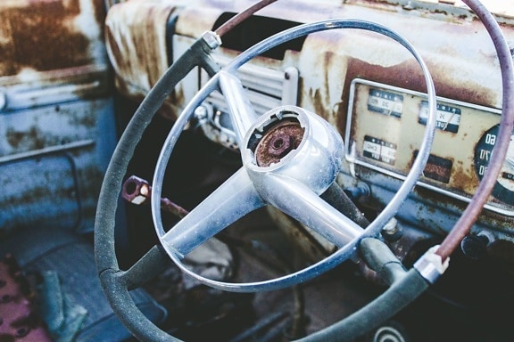 hjul, fordon, bil, gammal, rusty