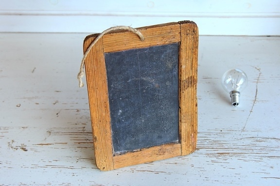 lightbulb, table, vintage, wood, wooden board, frame
