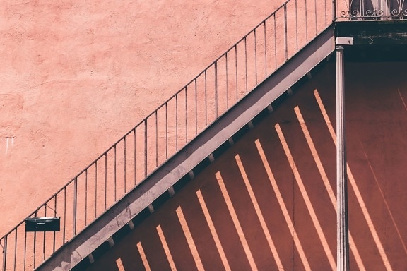 escaliers, acier, mur, architecture
