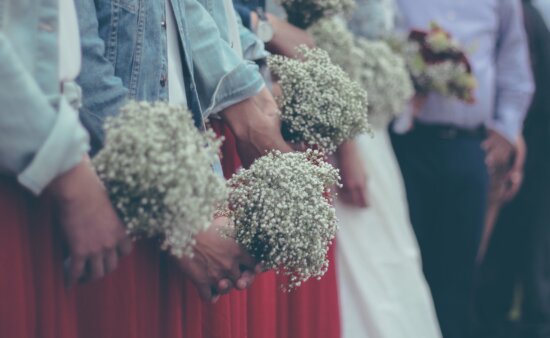 les gens, mariage, bouquet, femmes, célébration