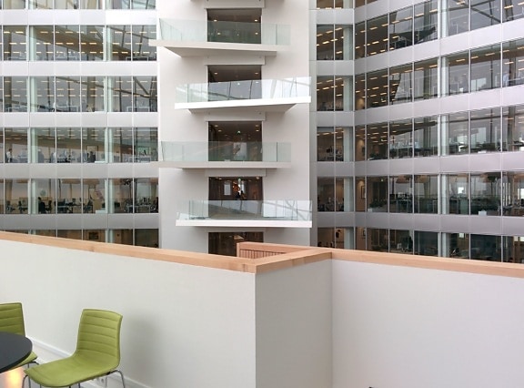 modern lägenhet, arkitektur, balkong, byggnad, kontor, rum