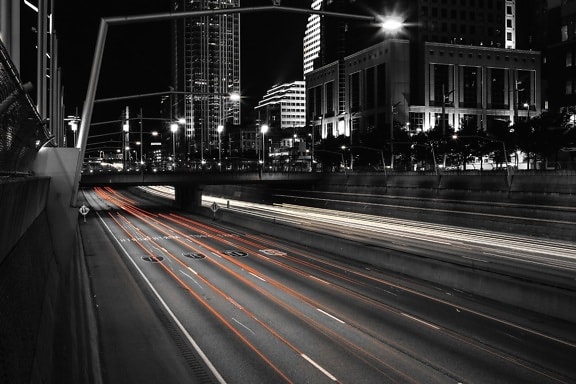 autoceste, svjetla, noći, ceste, urbane, zgrade, grad