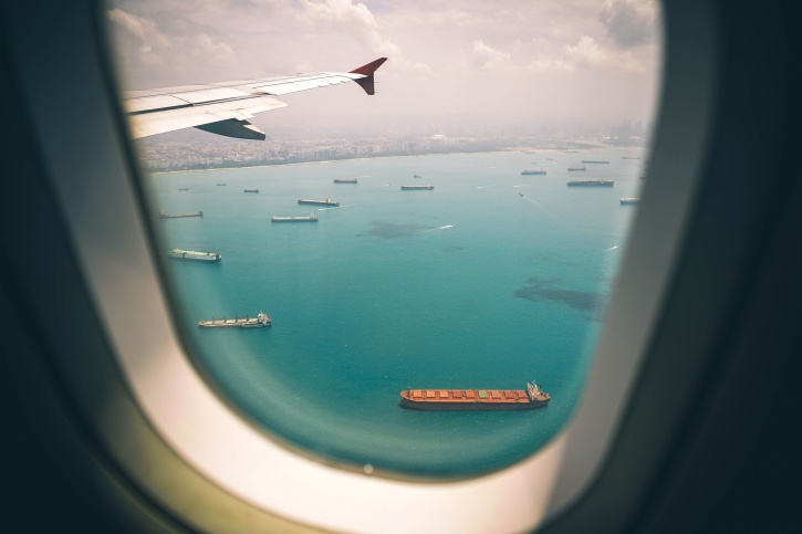 nákladní, letadla, přístav, marine, okno, doprava