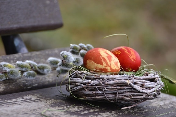 Pasen eieren, hout, voedsel, nest, traditionele