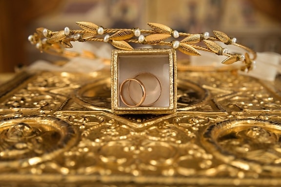 sieraden, goud, geschenk, goud, luxe, ringen