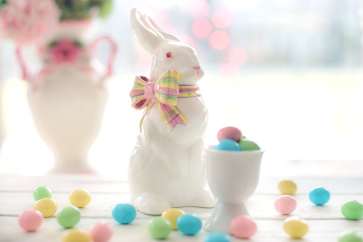 Великден, Великденски яйца, колоритен, декорация, десерт, зайче, бонбони, празник, шоколад, цвят