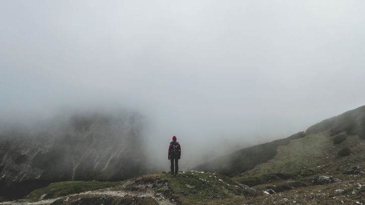 alpinismo, nebbia, freddo, escursionista, escursioni a piedi, l'uomo, montagna