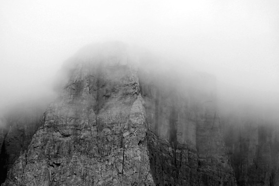 雾, 山, 自然, 岩石