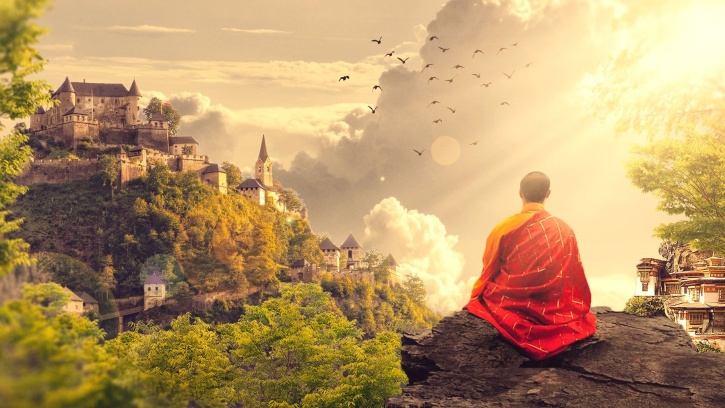 Буддизм, будівництво, замок, стародавні, медитація