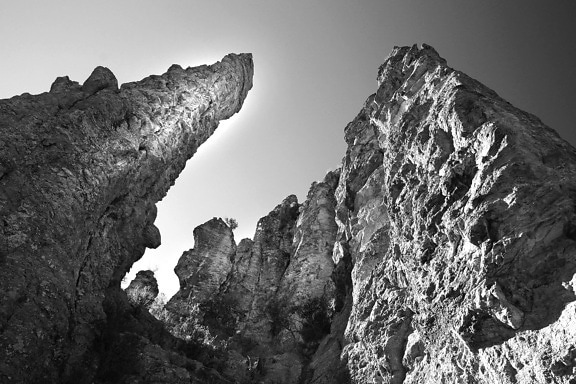 geologia, pietra, in bianco e nero, montagna