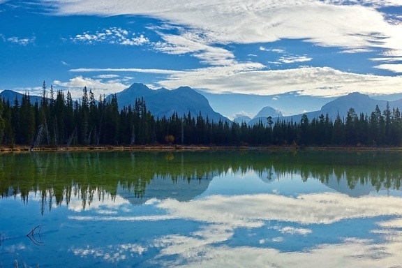 nature, reflection, lake, landscape, mountain, tree, water