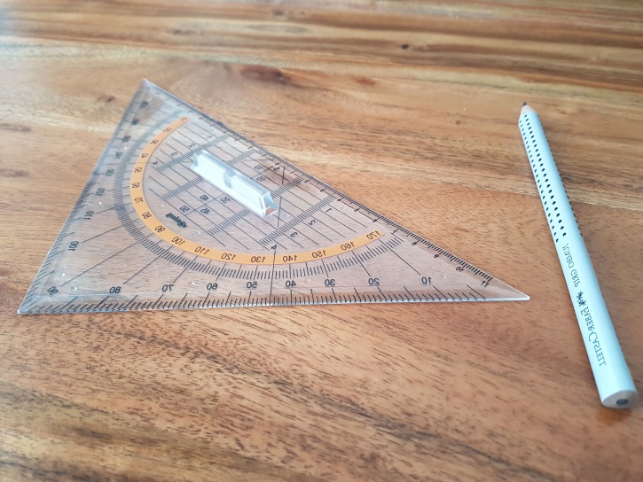 géométrie, instrument, mesure, crayon, table