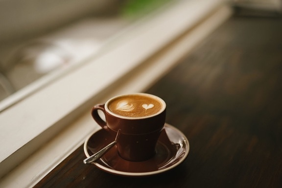 cappuccino, šálek kávy, nápoje, espreso, hrnek, stolní