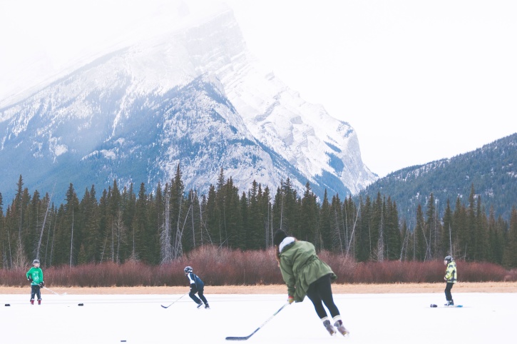 Sport, zimno, zabawy, gry, lód, hokej, zima, drewno