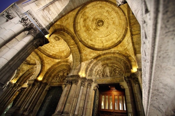 cathedral, ceiling, dome, arches, architecture, building