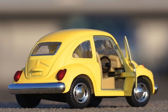 Volkswagen beetle, toy, automobile, wheel, yellow, vehicle, design, miniature