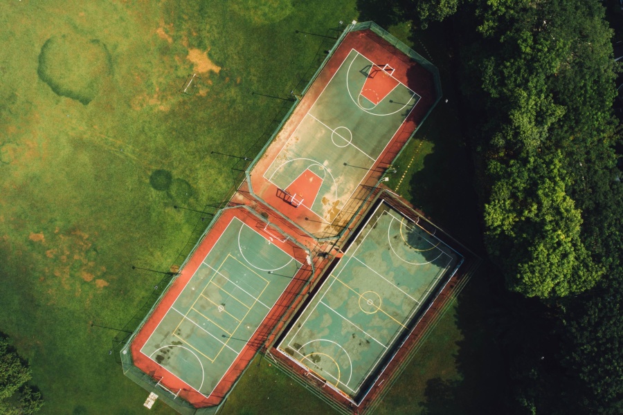 gräs, sport, tennisbana och basketplan
