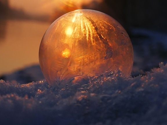 frozen, ice, light, reflection, round, snow