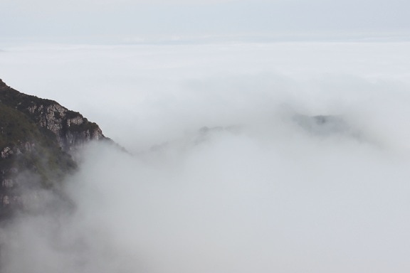 mountain peak, sky, weather, mountain, fog, cloud