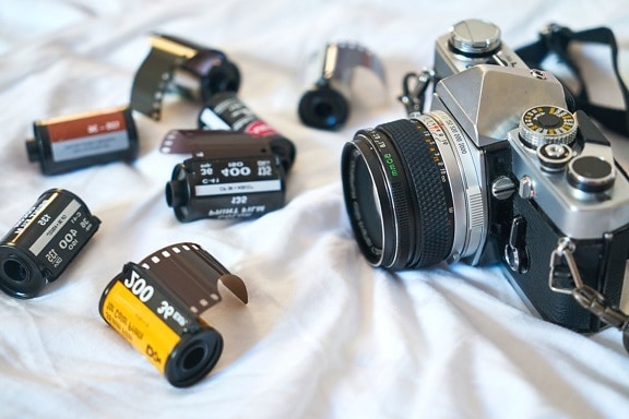 fotografia, macchina fotografica, pellicola, lente, macchina fotografica, attrezzature