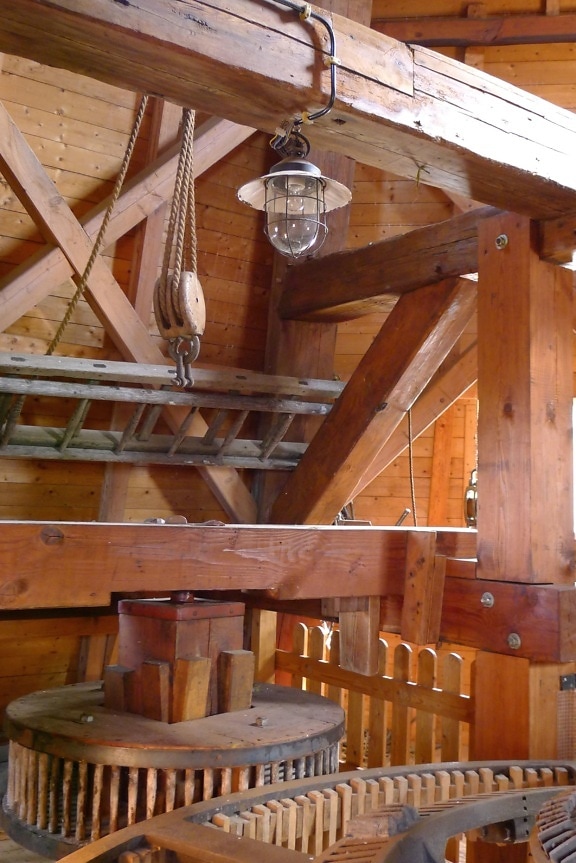wood, light bulb, windmill, interior