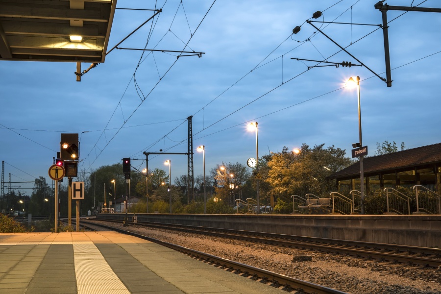 jernbanen station, wire, dusk, urban, solnedgang, cloud, tog
