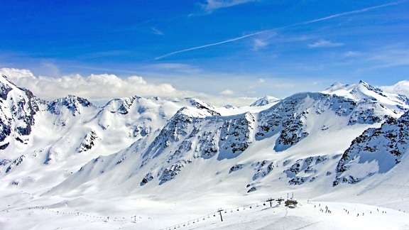 vinter, sport, højde, blå, himmel, klatre, cloud, frosne, gletscher
