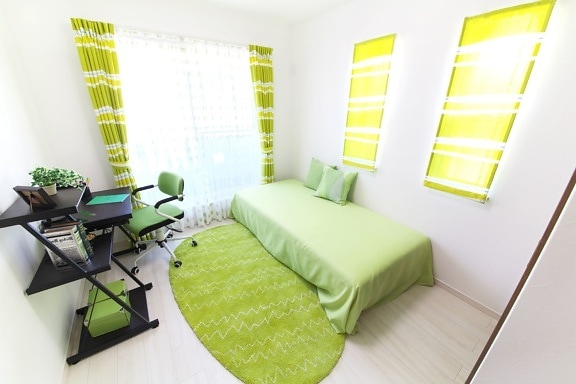 apartment, bed, window, design, lamp, luxury, modern, room, rug