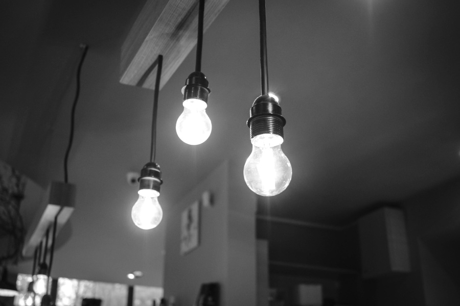 light bulb, lights, monochrome, glass