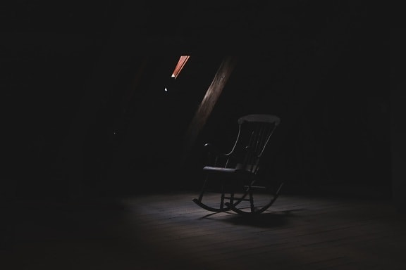 stol, möbler, siluett, mörker, fönster, stol, rum