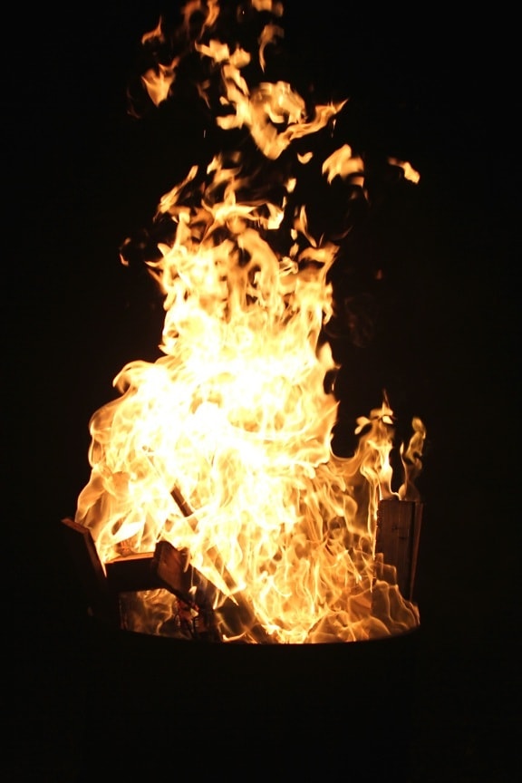 firewood, flame, heat, hot, night, campfire, fire