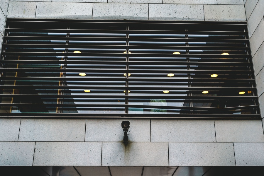 reflection, steel, surveillance, building, camera, technology, urban, window