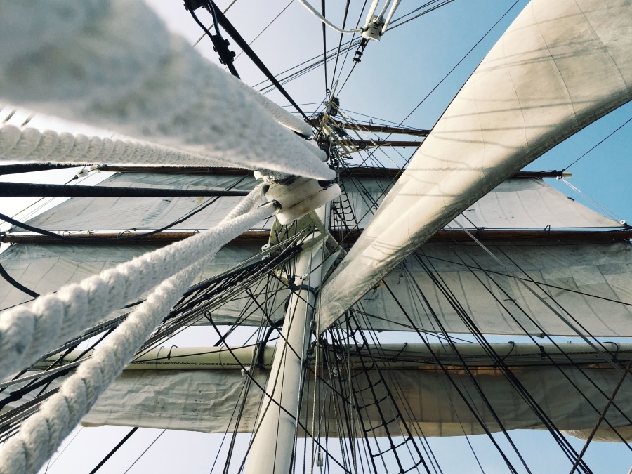 zeilboot, schip, schepen, masten, touw