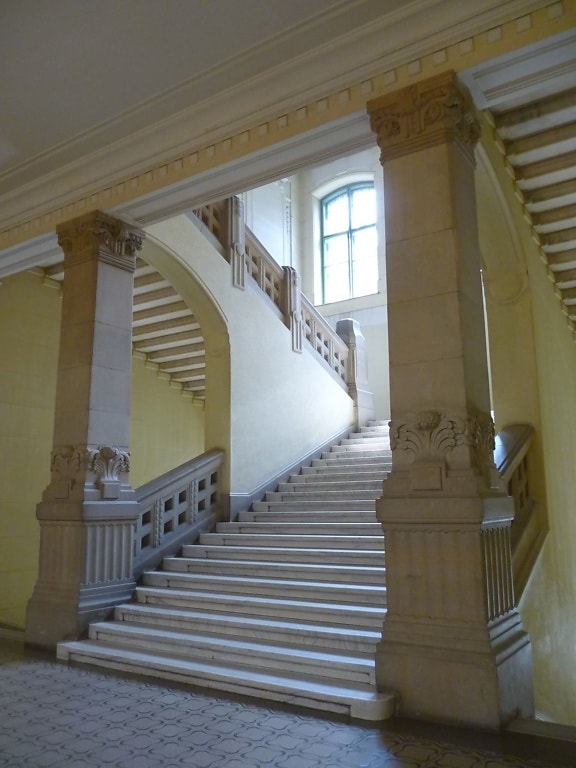 building, interior, stairs, room, window, architecture