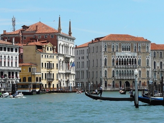 turism, byggnader, Italien, vatten, båt, arkitektur, människor, Resor, sky