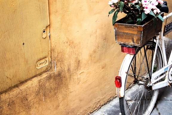 fiets, bloemen, oude, antiek, object