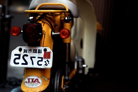 motorcycle, retro, scooter, vehicle, registration plates, China