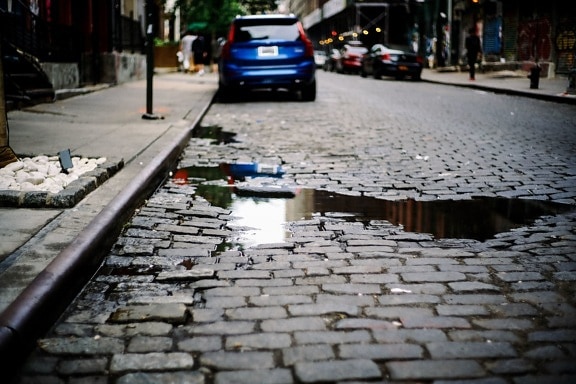 Pavimentazione, strada, strada, urbano, acqua, auto, città, asfalto