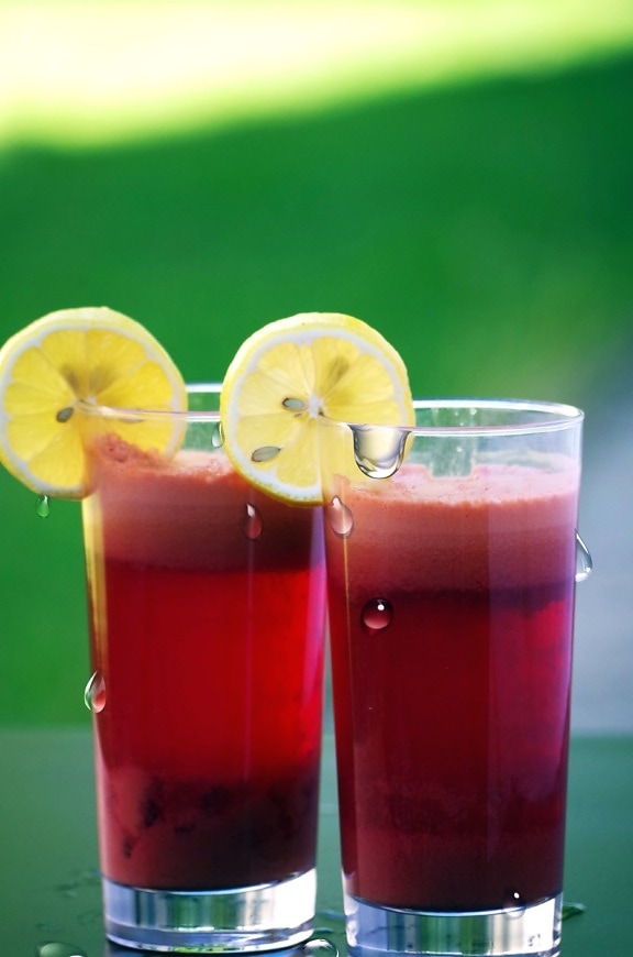 drink, glasses, fruit juice, lemon, beverage