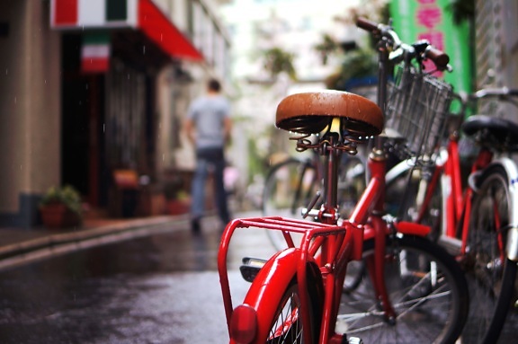 bicicleta, chuva, steet, bicicletas