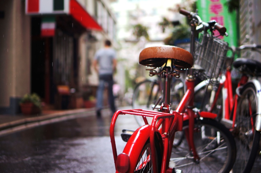 bicycle, rain, steet, bicycles