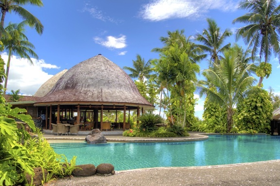 Hotell, lyx, palmträd, sommar, poolen, Resor, tropic