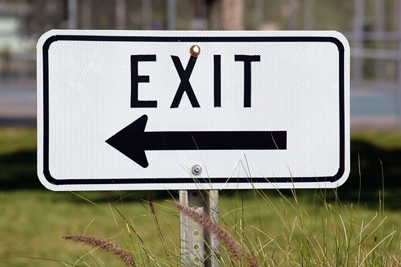 sign, arrow, exit, traffic control